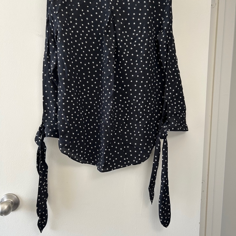 NEW! Madewell Black Silk Tie-Sleeve Top - Picture 3 of 6